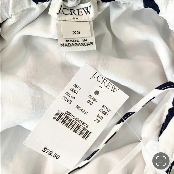 J. Crew Dress Halter Striped Ruffle Mini Navy White Size XS NWT - Picture 6 of 8